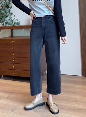 九分直筒牛仔裤遮肉显瘦胖妹妹