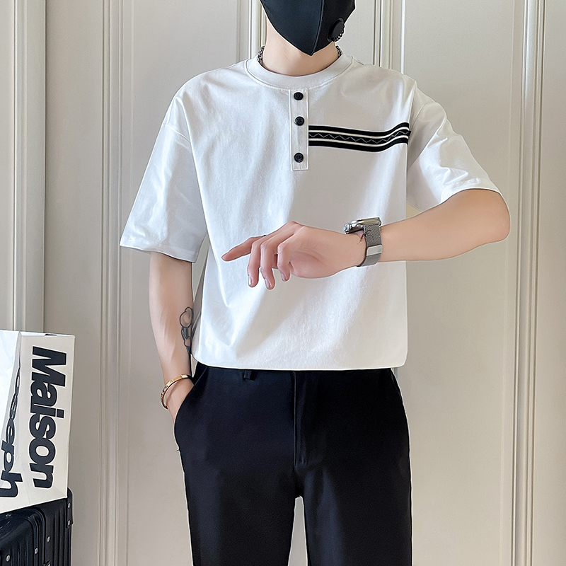 T963-P58夏季T恤男痞帅短袖2025新款潮流休闲男装半袖t控78-1，男装T恤，电商D319