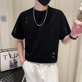 8043-特P48新款ins潮牌短袖T恤刺绣上衣男装夏季半截袖控68，男装T恤，电商D319