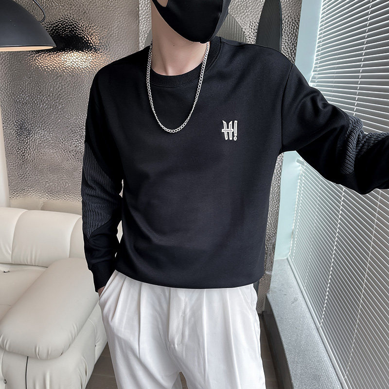 6594-P68 秋冬新款拼接圆领套头卫衣男-1 控98图片