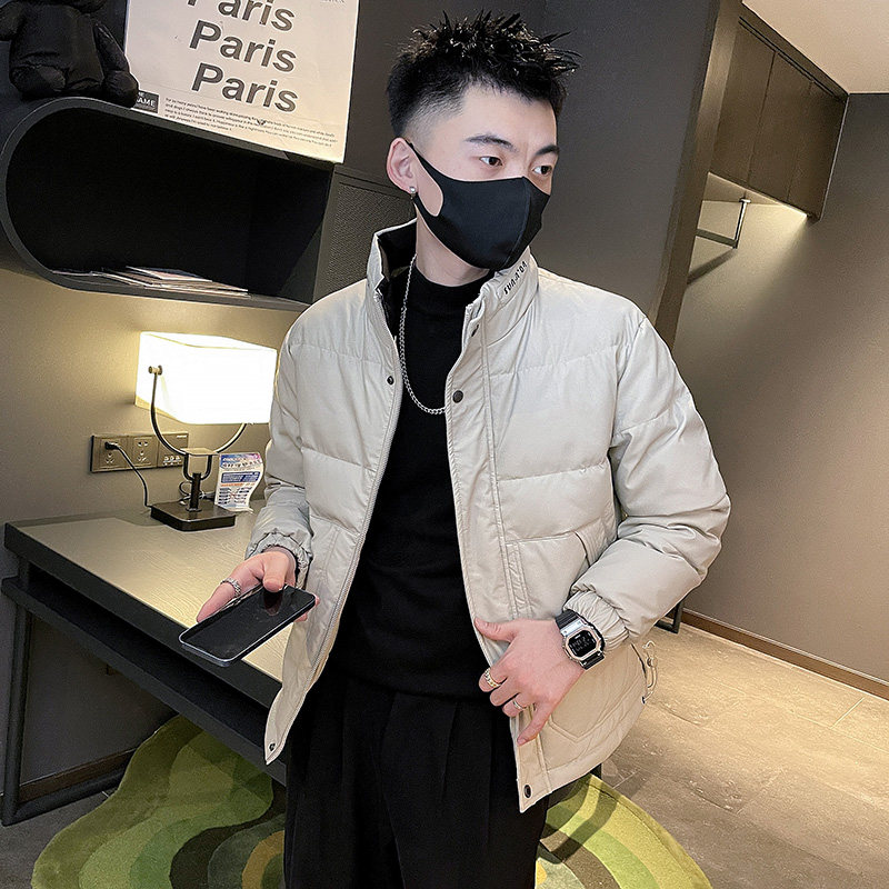6664-P168冬季时尚休闲立领短款羽绒服PU皮加厚外套-3控228,男装羽绒服,电商D319