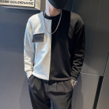 6623-P58秋冬拼接潮流圆领套头男卫衣控78，男装卫衣，电商D319