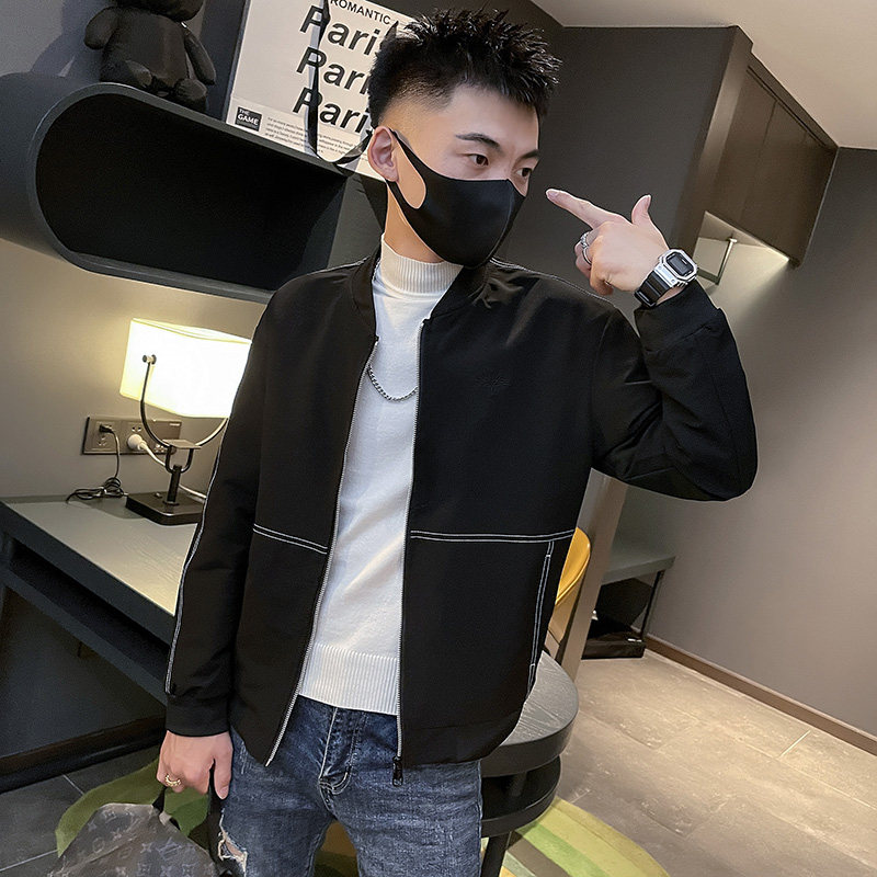 6584-P88秋季新款明线夹克工装青年休闲棒球领外套男-3控118,男装夹克,电商D319
