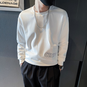 6643-P68秋季休闲纯色拼接个性打底衫长袖T恤男士卫衣-2控98