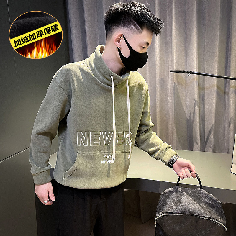 6689-P78 冬季奥利绒休闲高领加绒加厚卫衣潮流字母外套-7 控108图片