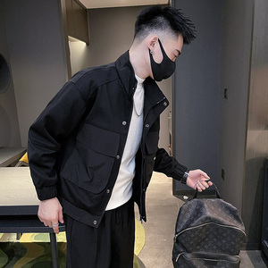 6673-P108复古机能夹克男士冬季新款拼接口袋立领外套-2控148
