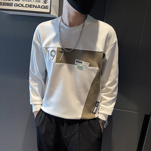 6625-P68 卫衣春秋款拼色拼接套头小众设计感字母体恤上衣  控98图片