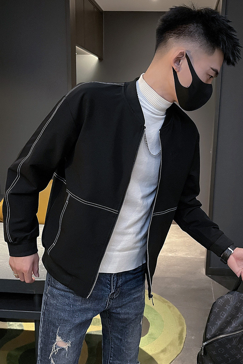 6584-P88秋季新款明线夹克工装青年休闲棒球领外套男-4控118,男装夹克,电商D319