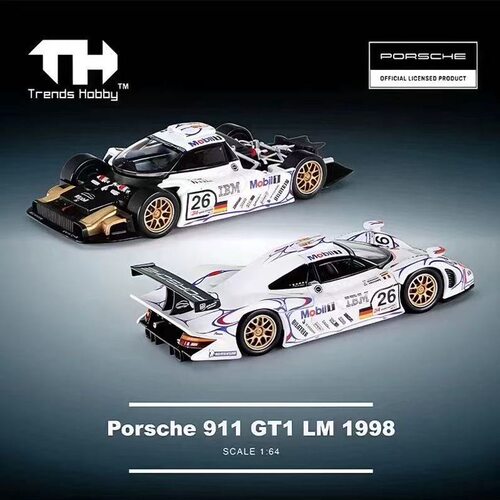 Trends Hobby/TH 1:64保时捷911 GT1 LM1998#勒芒冠军车模型摆件