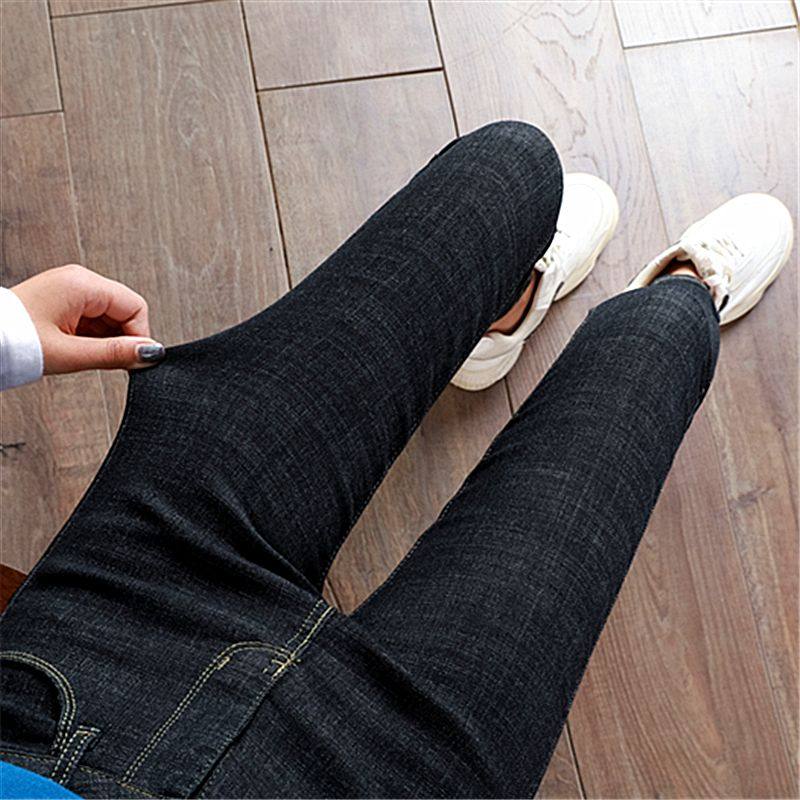 欧货黑色高腰牛仔裤女2026春季新款薄绒抓绒弹力显瘦紧身裤小脚裤