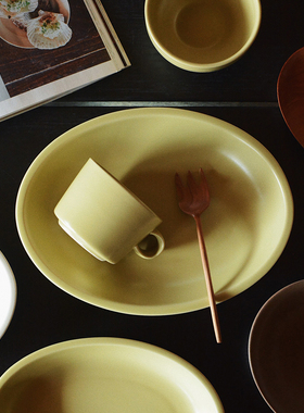 收集时光 Camus say 拾秋系列 雾面釉椭圆大小盘 马克杯 米饭碗