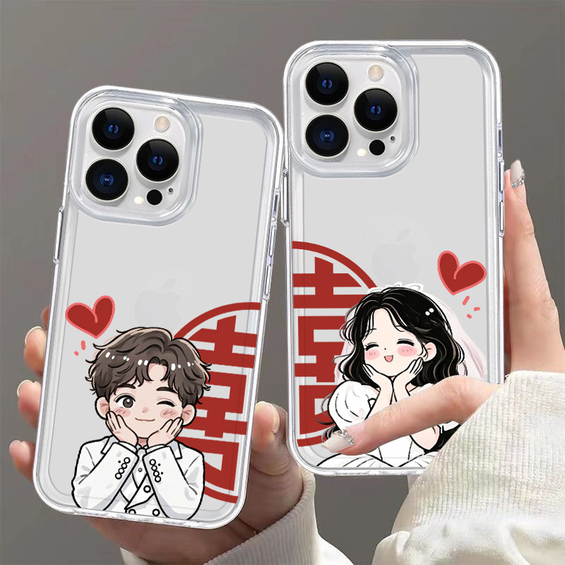 小众情侣用一对新款适用小米15手机壳14华为mate70透明荣耀400全包OPPOA5pro软壳VIVOX200苹果14红米一加结婚