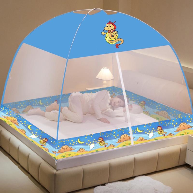 新款免安装蒙古包蚊帐家用1.8×2米双人床1.5单人1.2学生0.9m纹帐