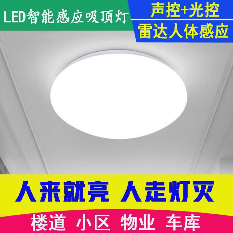 LED声光控吸顶灯5瓦12W24W楼道过道智能雷达感应人体感应声控灯
