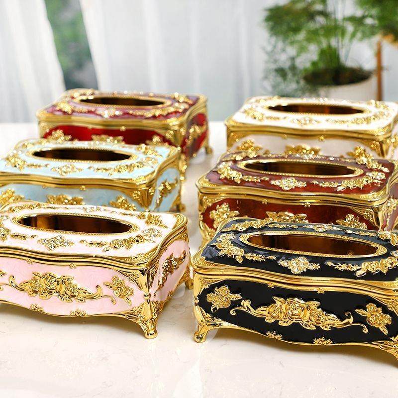 欧美式客厅家用纸巾盒轻奢风卫生纸收纳盒茶几创意桌面抽纸盒摆件