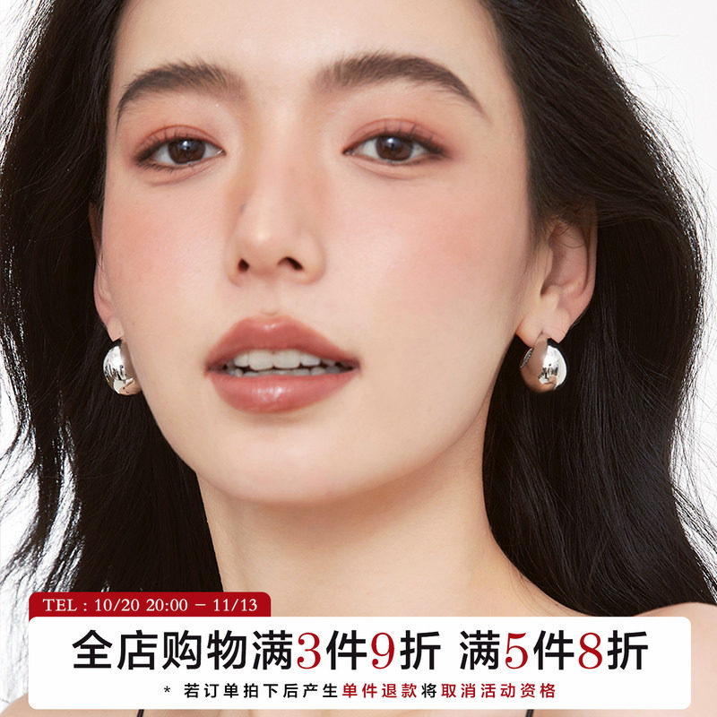 有北手作 简约冷淡风银色金属圆球耳环个性百搭欧美ins耳钉耳饰