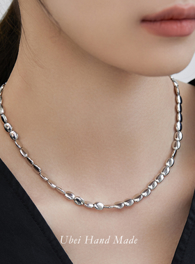 有北手作 个性简约金属感米珠项链小众设计高级感气质锁骨链