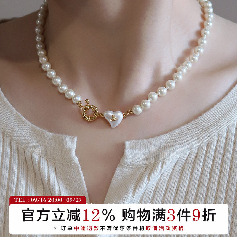 有北手作爱心珍珠锁骨链										
