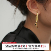 有北手作 交叉耳环小众设计感高级轻奢耳钉显脸瘦925银耳饰 法式