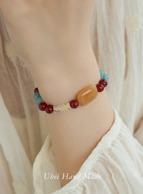 叠戴手链串珠红玛瑙新中式民族风