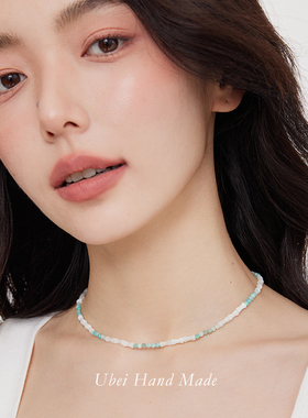 轻奢简约薄荷白绿串珠项链女