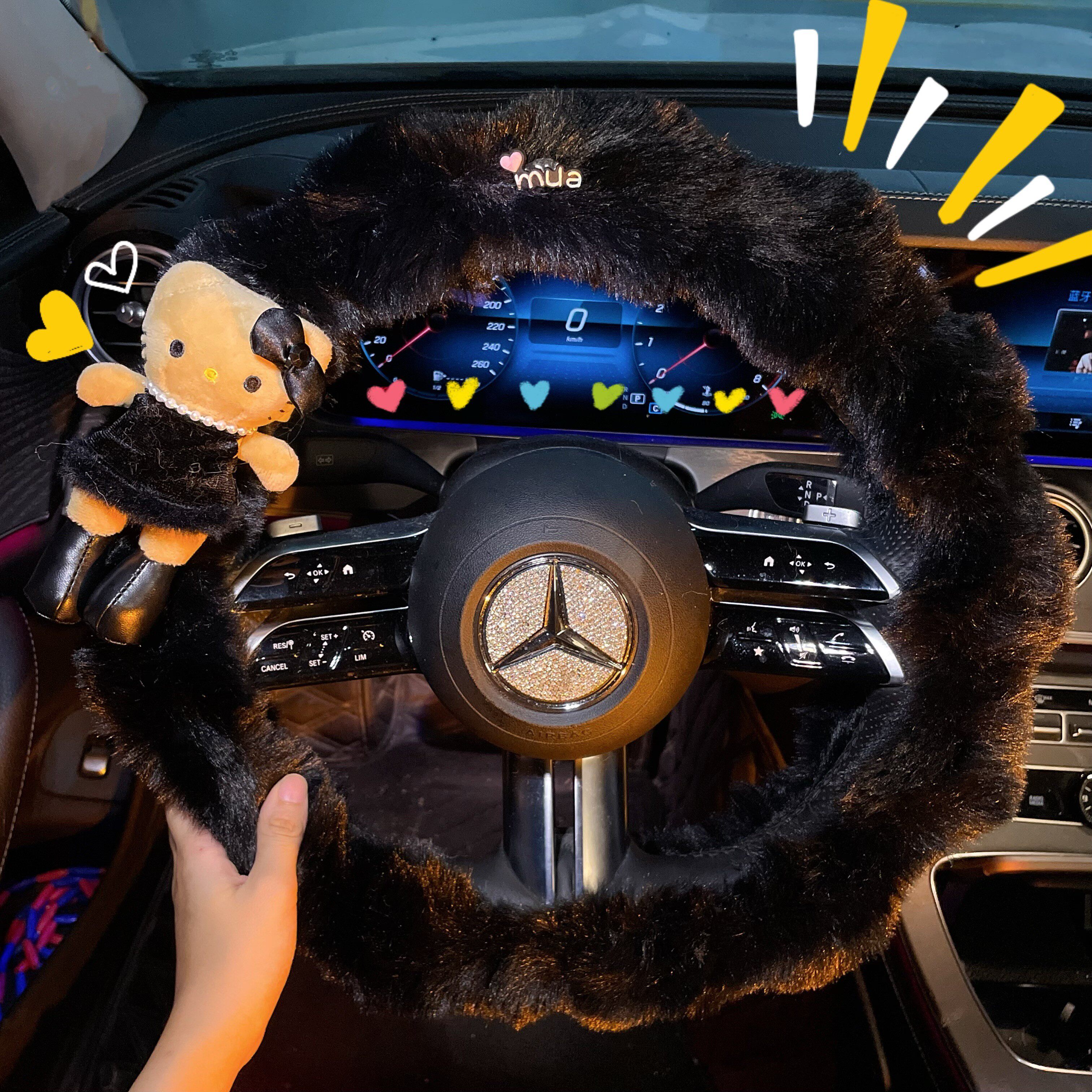 毛绒车把套汽车方向盘套冬季保暖可爱高级感长腿KT黑色耐脏装饰女,汽车用品/电子/清洗/改装,方向盘套,淘宝优惠券,粉丝福利购,淘宝优惠卷