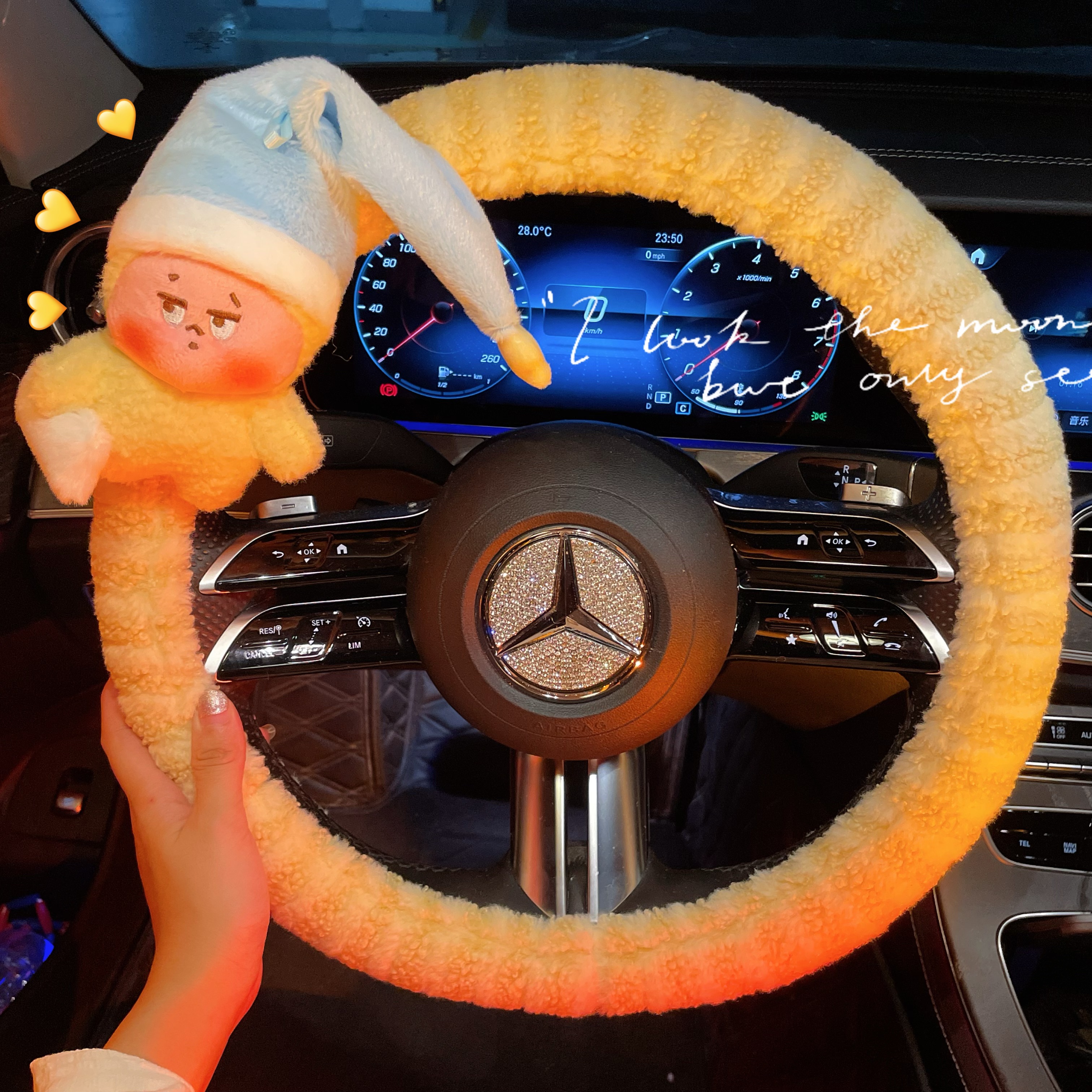 冬季车载玩偶装饰暖手方向盘套