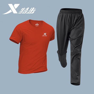 特步运动速干套装男夏季两件套