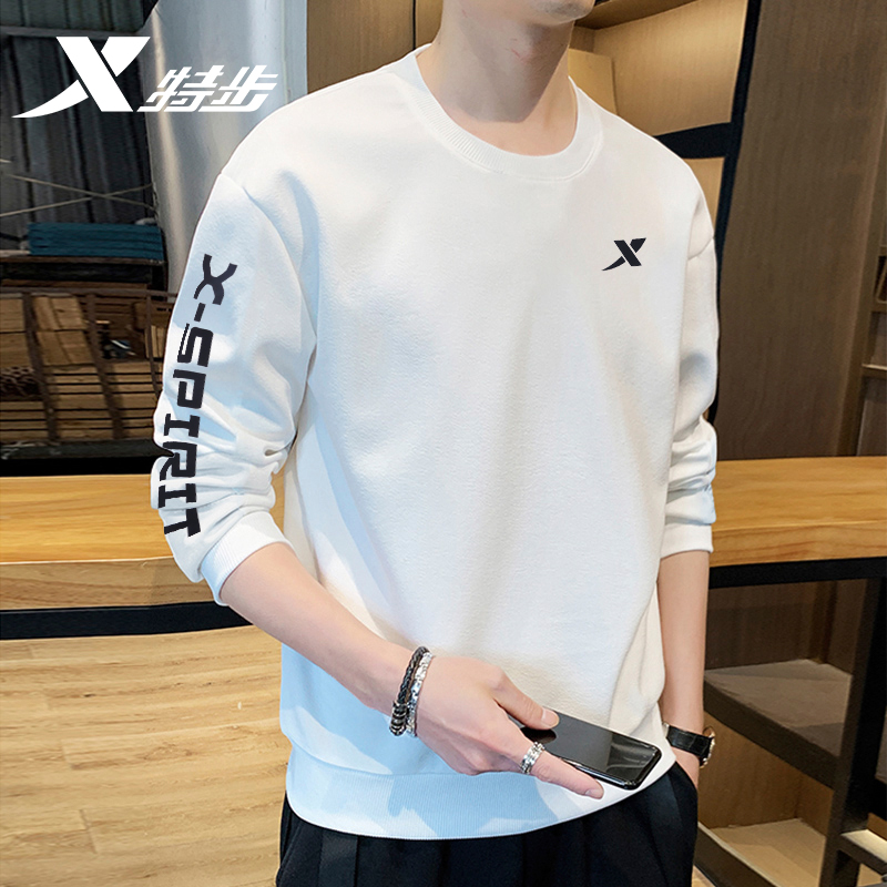 特步卫衣男士秋季款2025正品圆领宽松秋冬运动上衣休闲长袖T恤