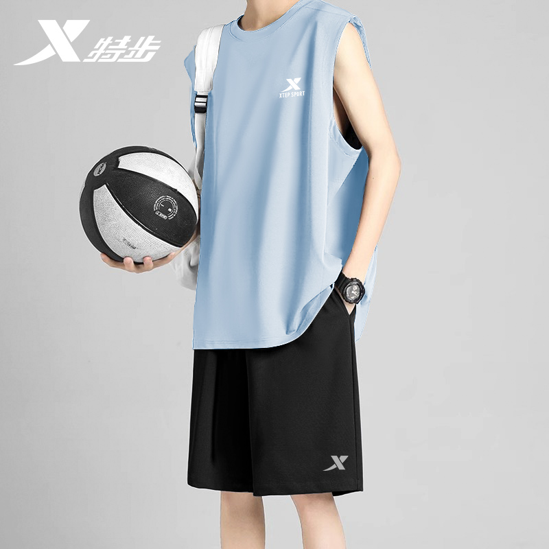 特步篮球服套装男2025新款夏季青少年无袖速干运动背心中学生套装
