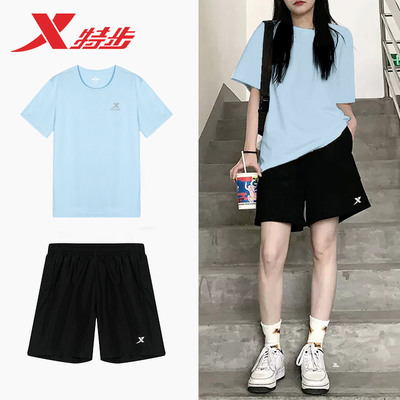 特步短袖运动服套装男冰丝瑜伽服