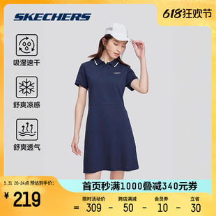 运动连衣裙吸湿速干海军蓝色 polo领短袖 夏季 Skechers斯凯奇女款