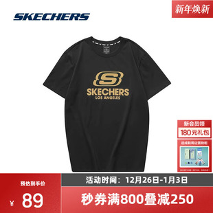 百搭全棉舒适运动休闲上衣 圆领t恤简约时尚 斯凯奇男女款 针织短袖