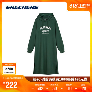 Skechers斯凯奇春季女子连帽卫衣连衣裙休闲运动时尚百搭宽松舒适