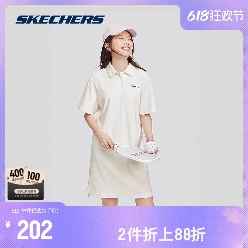 Skechers斯凯奇运动连衣裙女2024年新款美式polo领运动风显瘦裙子 运动服/休闲服装 运动连衣裙 原图主图