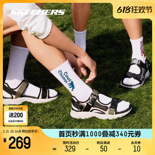 夏季 STAMINA男士 子 Skechers斯凯奇渔夫凉鞋 复古机甲轻便缓震鞋