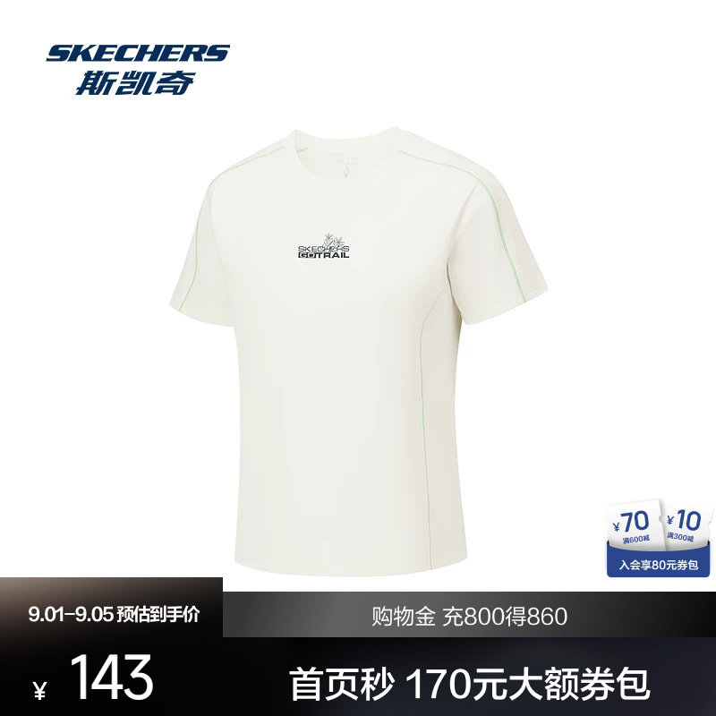 斯凯奇女款针织速干短袖T恤2026秋季户外休闲运动风品牌LOGO印花图片