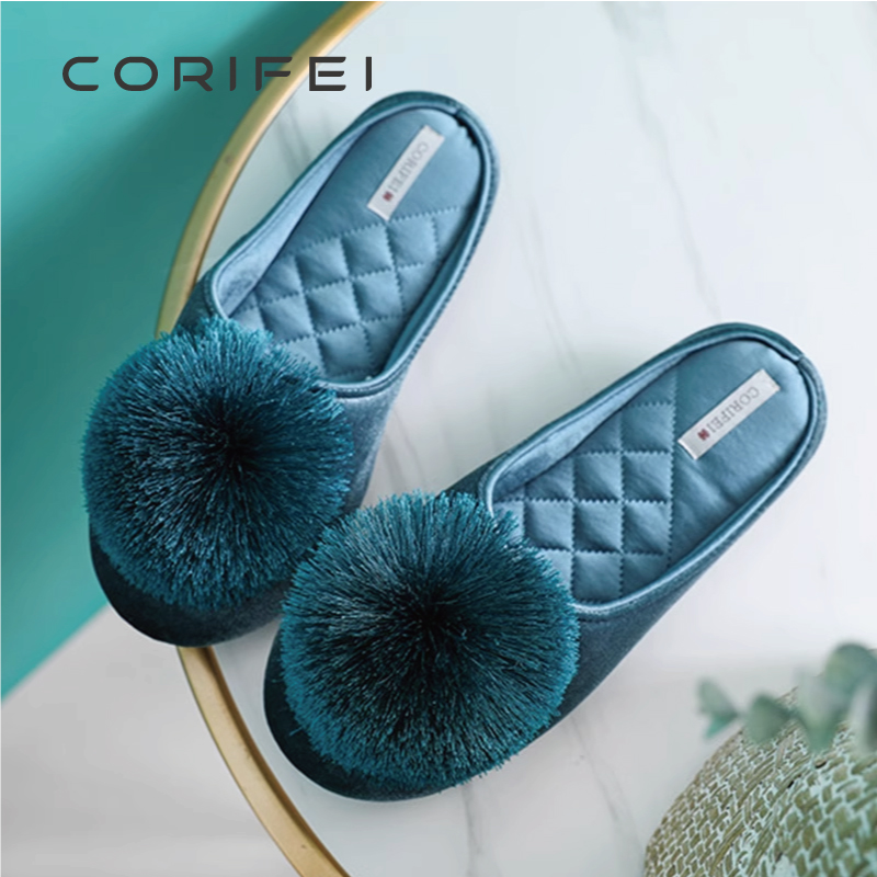 CORIFEI家丽芙 四季静音棉拖鞋女士可爱室内木地板拖毛毛绒家居拖
