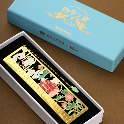 BestU四季之爱铜尺书签 礼品书签古典中国风湖北文创纪念品创意黄铜金属尺子文具小学生开学礼物教师节高档精致古风书签