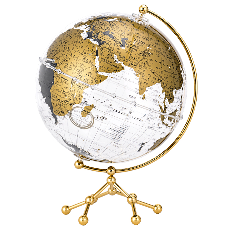 20cm中英文金色政区透明地球仪(水晶版)(Q20
