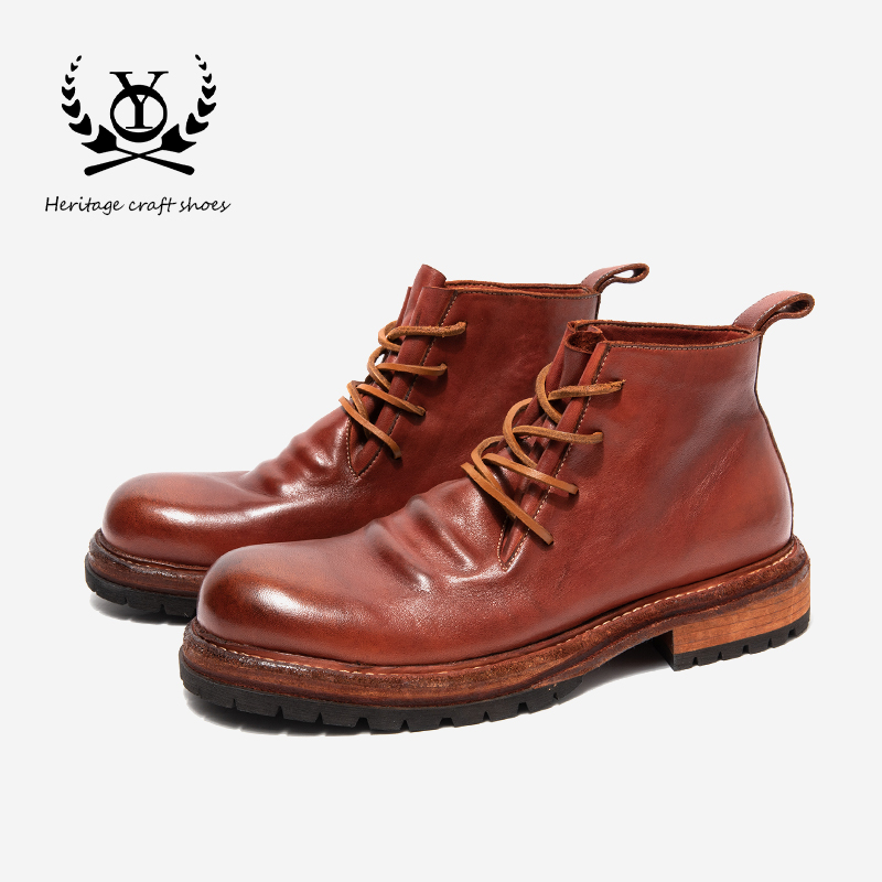 YO-B1172新款固特异真皮沙漠靴男士复古休闲沙漠靴男