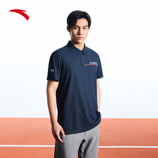 新款 男夏季 商务通勤翻领t恤运动上衣152437101 短袖 安踏速干POLO