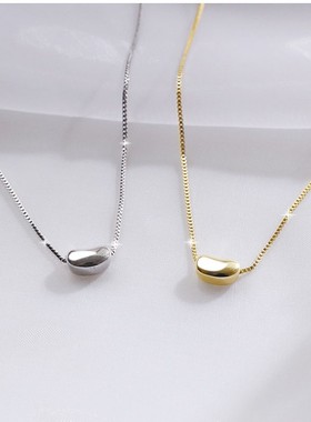 相思豆韩版金色钛钢小众设计项链