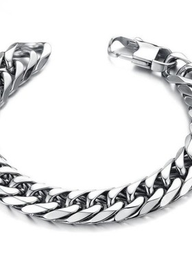 欧美新款型男酷爱不锈钢男士手链个性魅力方型扣手链