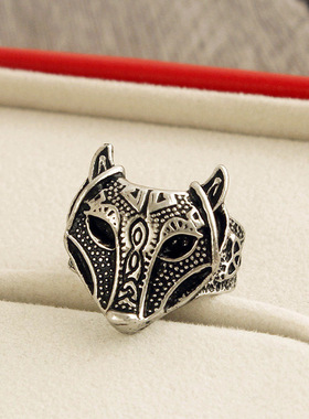 男士狼头饰品复古霸气风夸张戒指