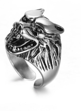 合金狼头戒指时尚饰品合金日韩男