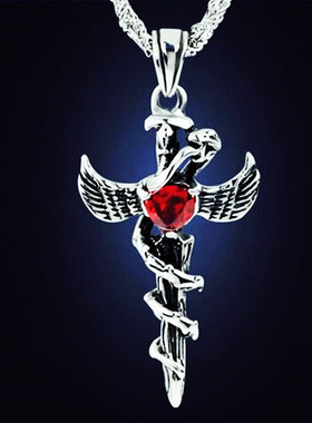 十字架红宝石钛钢霸气风首饰品