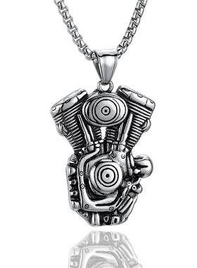 饰品 朋克发动机骷髅复古创意吊坠项链