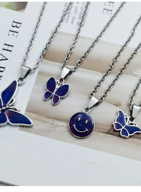 冷淡风项链蝴蝶女玛瑙