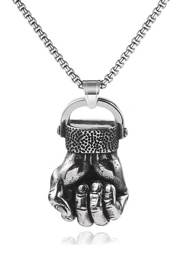 欧美饰品朋克风钛钢拳头吊坠项链
